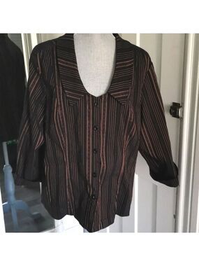 Vintage Peach Tree Originals black striped blazer. Size 1X. EUC